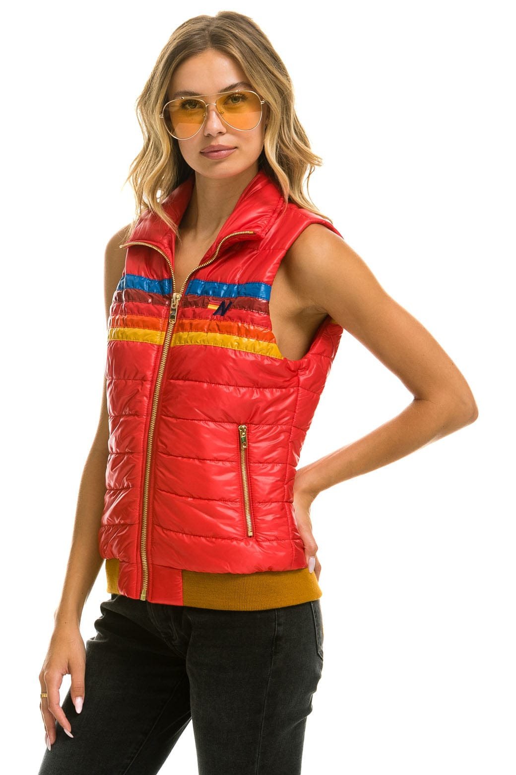 WOMEN'S 5 STRIPE VEST - GLOSSY CHERRY - Image 3