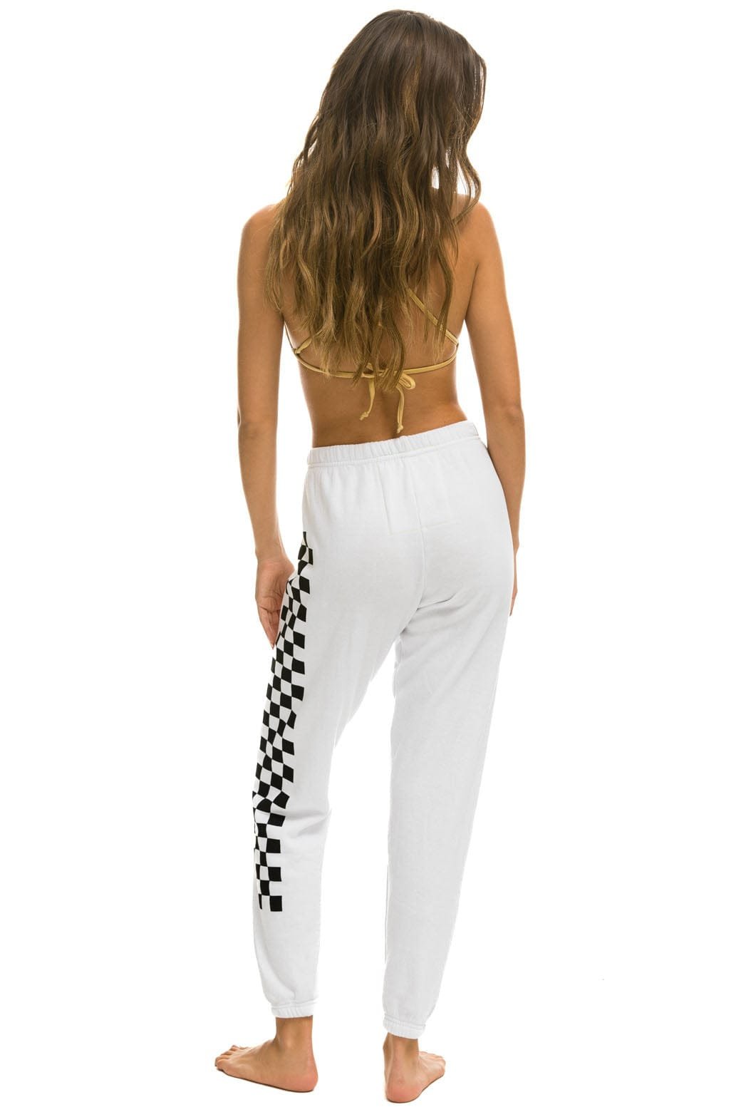 CHECK LEG SWEATPANTS - WHITE - Image 3