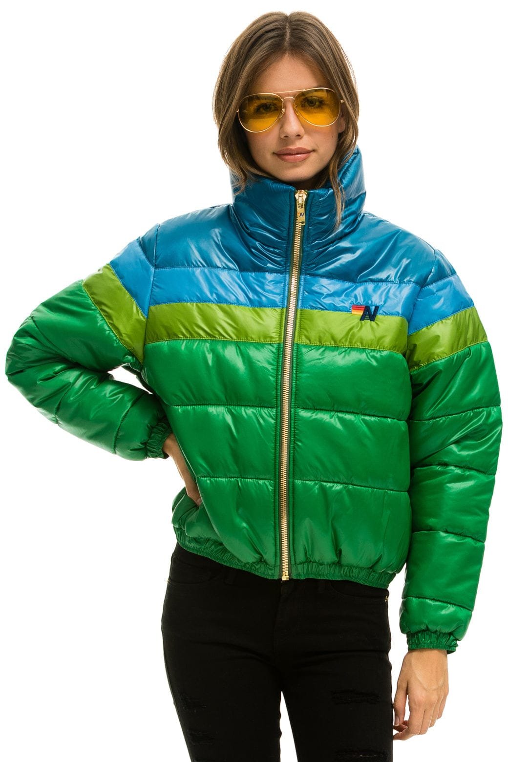 Alternative view of COLOR BLOCK LUXE APRES PUFFER JACKET - AMAZON GLOSSY