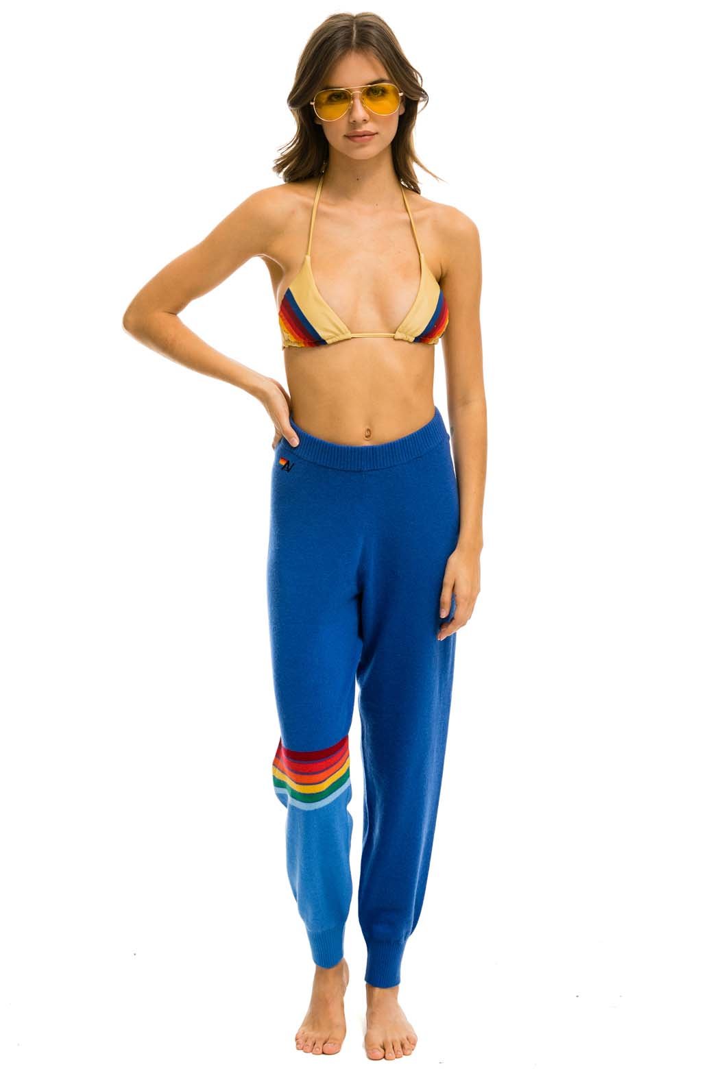 Alternative view of RAINBOW STRIPE CASHMERE LIGHT SWEATER PANT - VINTAGE BLUE