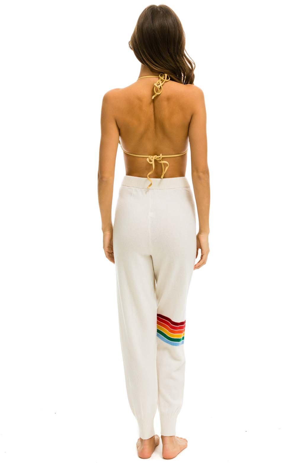 RAINBOW STRIPE CASHMERE LIGHT SWEATER PANT - VINTAGE WHITE - Image 7