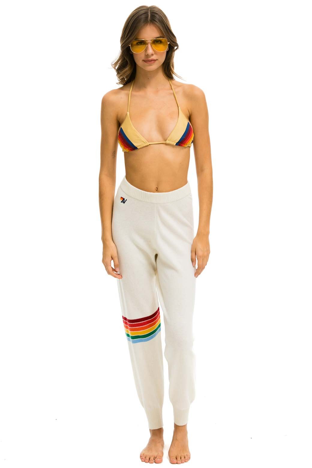Alternative view of RAINBOW STRIPE CASHMERE LIGHT SWEATER PANT	- VINTAGE WHITE